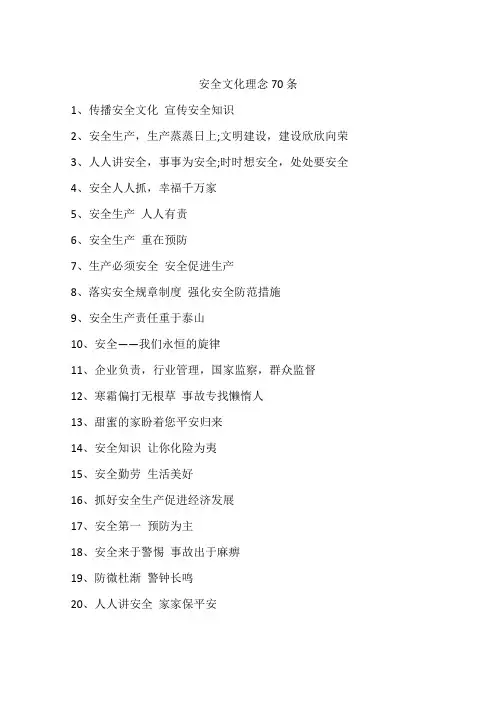 安全文化理念70条
