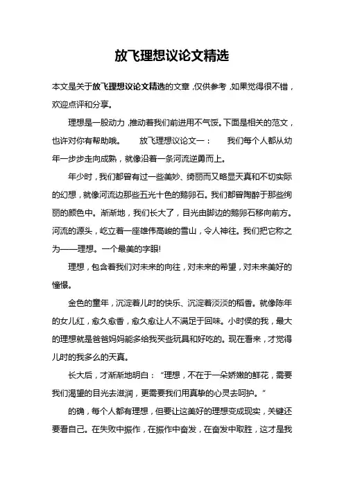 放飞理想议论文精选