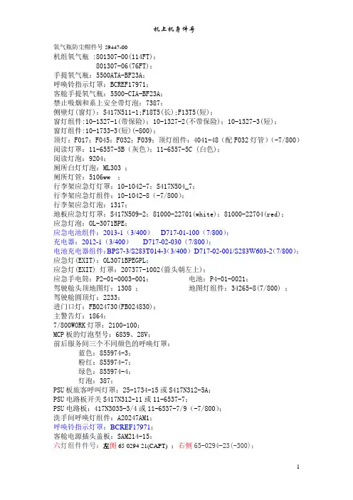 737机上机身常用件号