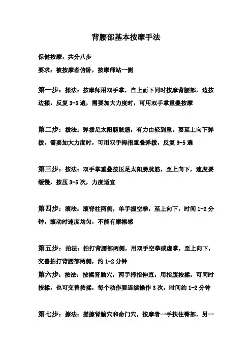 背腰部基本按摩手法
