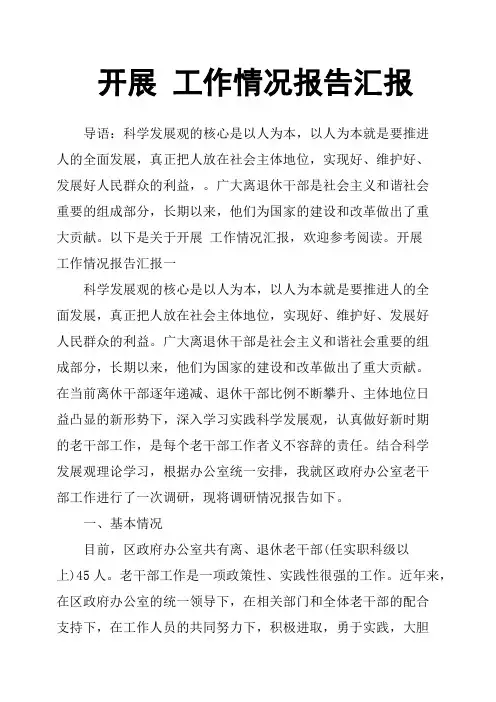 开展 工作情况报告汇报