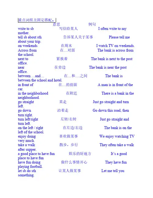 英语七年级下册人教版期中复习