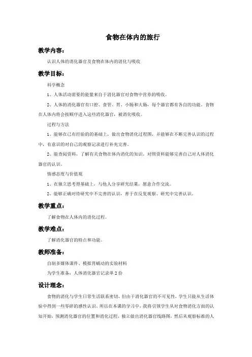 《食物在体内的旅行》教案2