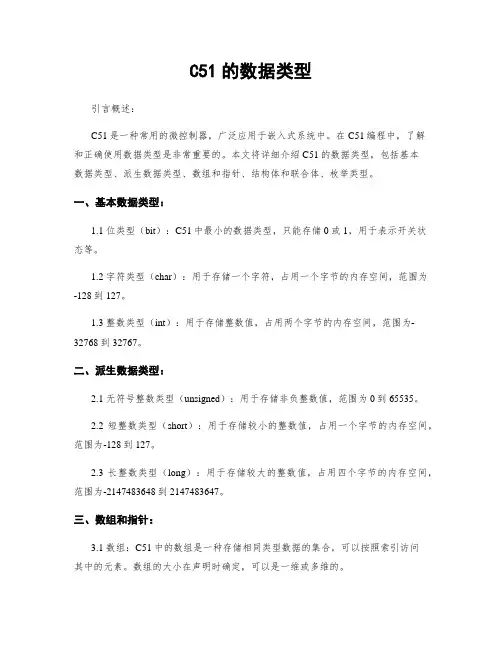 C51的数据类型 2