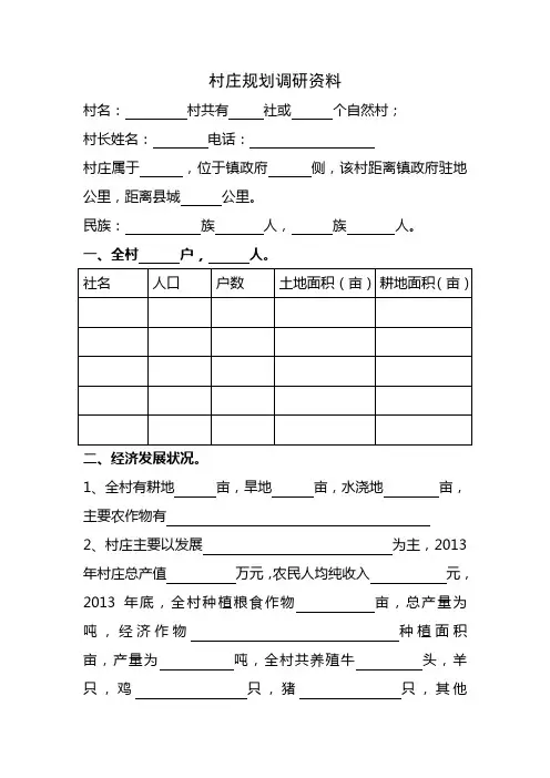村庄规划调研资料