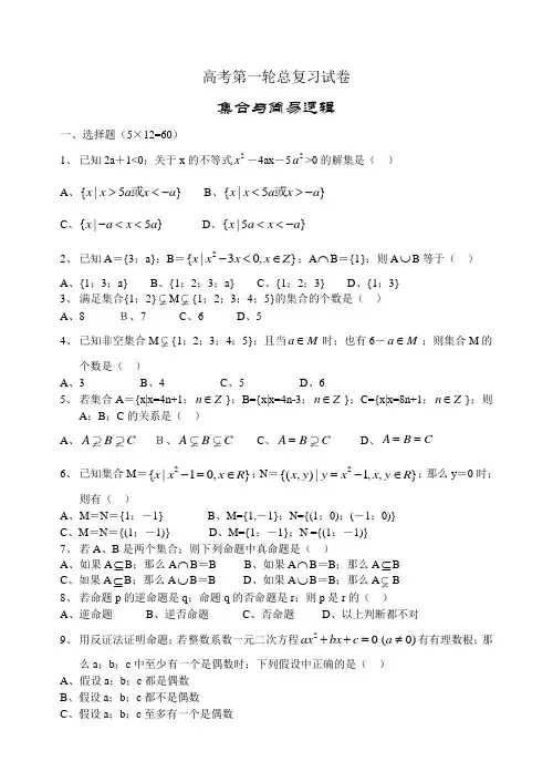 高考第一轮总复习(集合与简易逻辑)