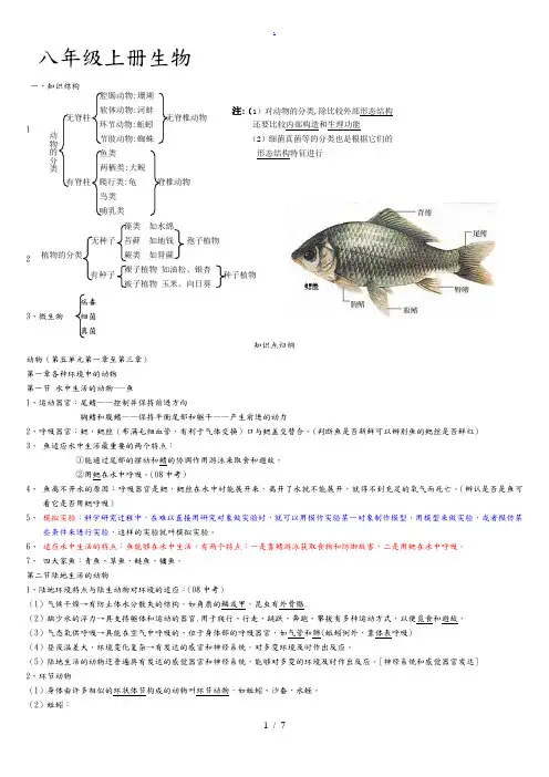 八年级生物(上册)知识点总结(全面)