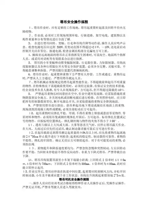 塔吊安全操作规程及十不吊