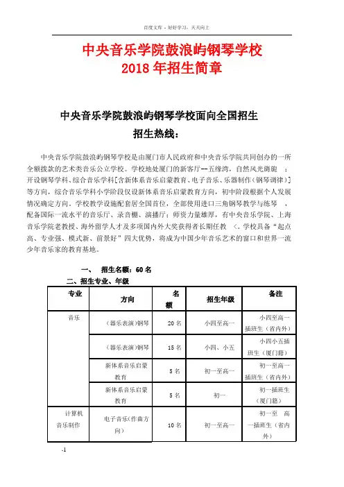 中央音乐学院鼓浪屿钢琴学校