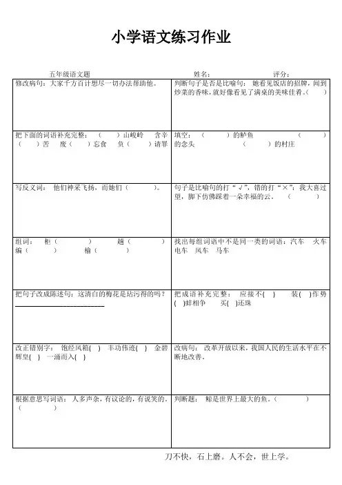 小学五年级语文课堂练习II (77)