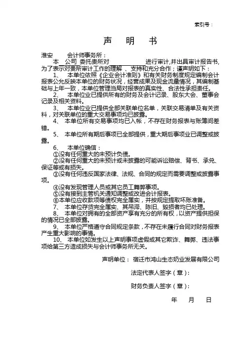 审计声明书
