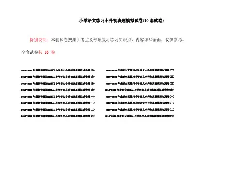 小学语文练习小升初真题模拟试卷(16套试卷)
