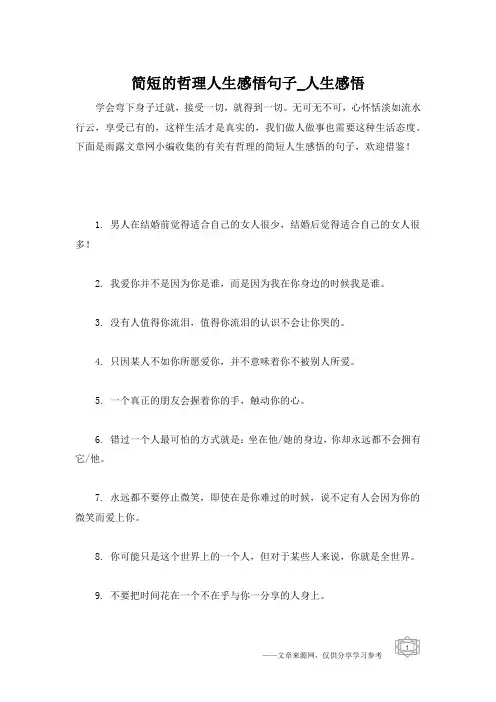 简短的哲理人生感悟句子_人生感悟