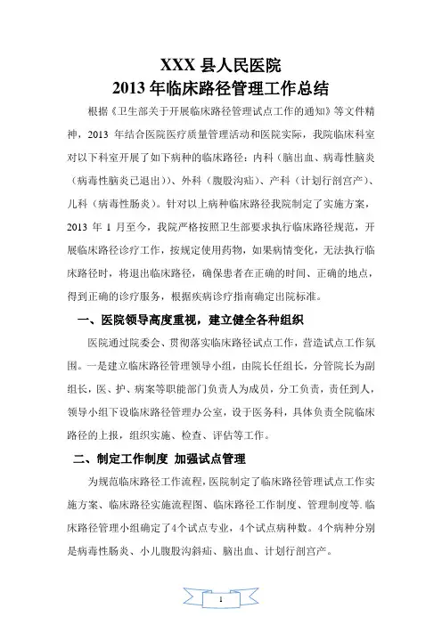 临床路径工作总结