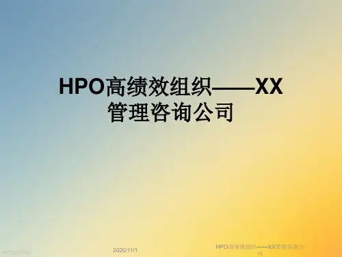 HPO高绩效组织——XX管理咨询公司