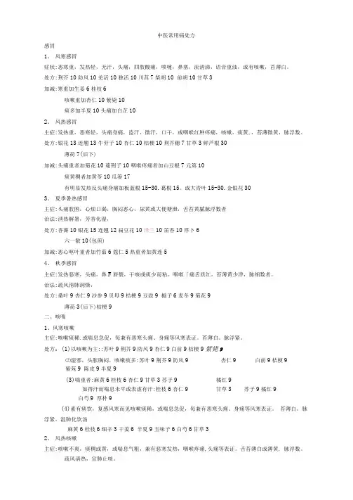 常见病的治疗处方
