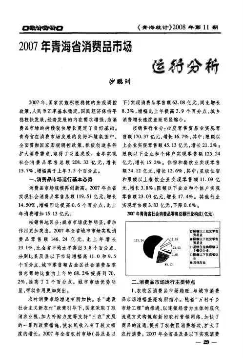 2007年青海省消费品市场运行分析