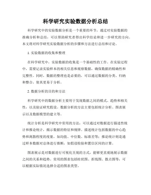 科学研究实验数据分析总结