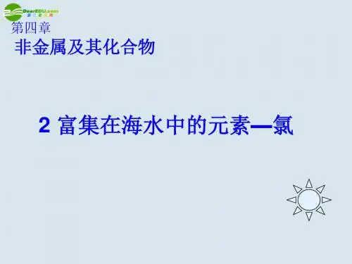 高中化学_第四章第二节《富集在海水中的元素-氯》课件_新人教版必修1