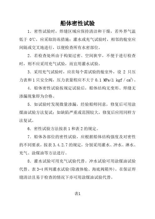 船体密性试验