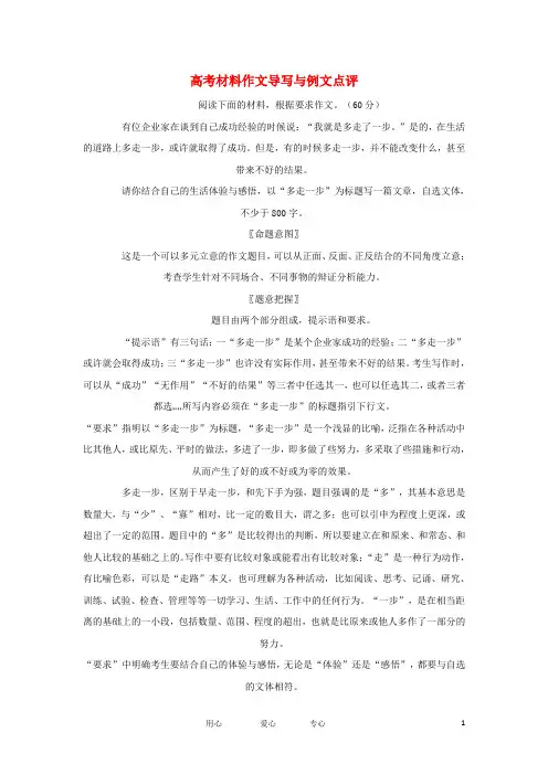 高考语文 材料作文导写与例文点评素材
