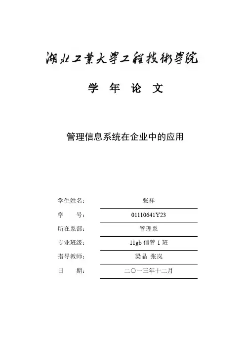 管理信息系统在企业中的应用要点