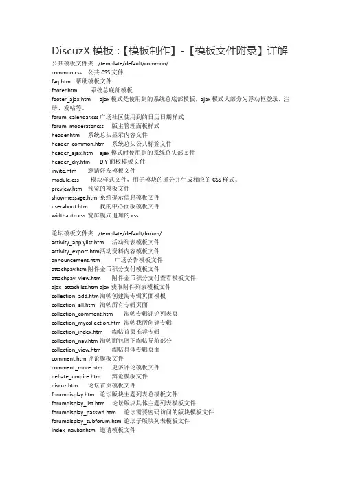 DiscuzX模版代码 对照表