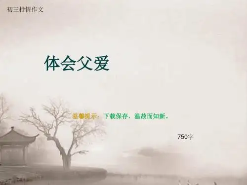 初三抒情作文《体会父爱》750字(总9页PPT)