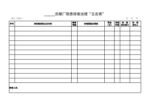 隐患排查治理“五定表”