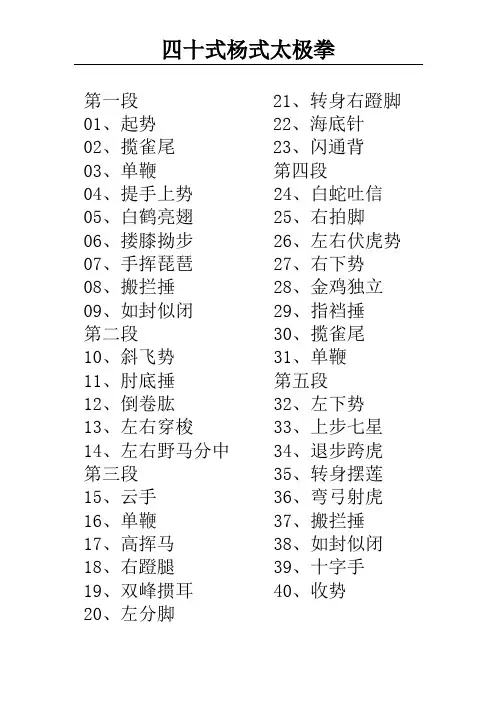 杨式40式太极拳拳谱