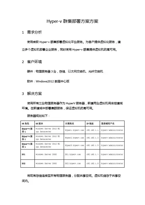 HyperV实施方案