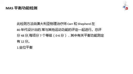 协调和平衡功能评定技术 平衡功能评定 MAS平衡功能检测