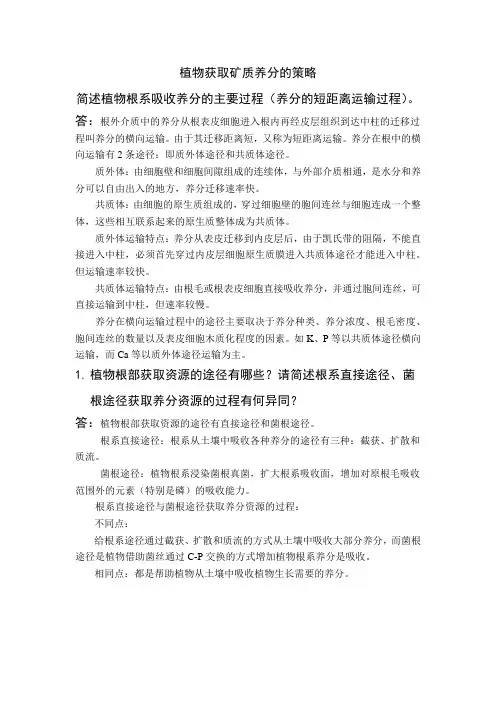 植物获取矿质养分的策略
