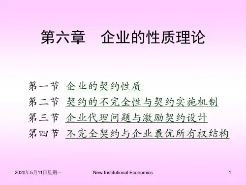第六章 企业的性质理论(新制度经济学-湖南大学,袁庆明)