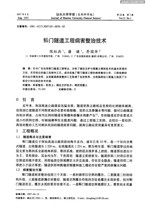 鲘门隧道工程病害整治技术