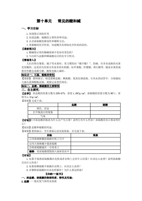 常见酸及酸的化学性质