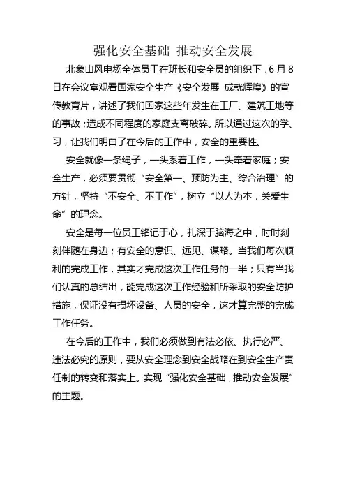 强化安全基础 推动安全发展