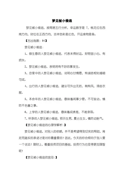 梦见被小偷追