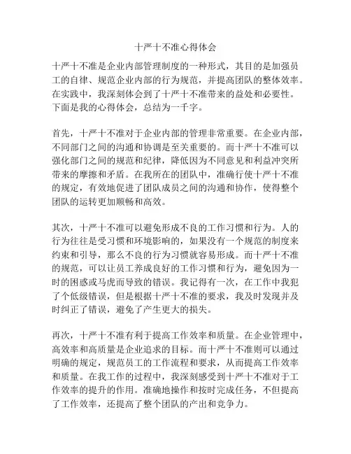 十严十不准心得体会