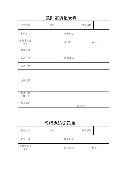 教师家访记录表