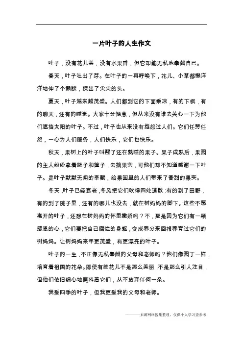 一片叶子的人生作文