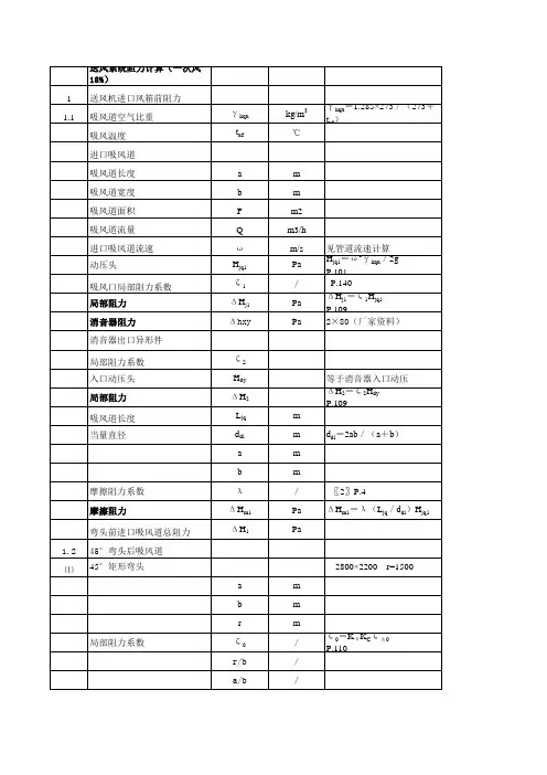 送风系统阻力计算(1)