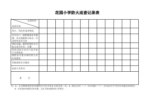 防火巡查记录表每天一次