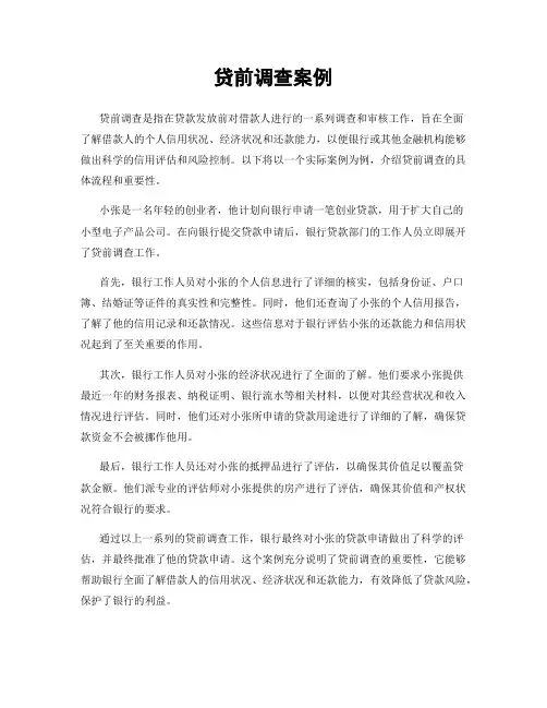 贷前调查案例