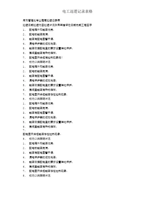 电工巡查记录表格