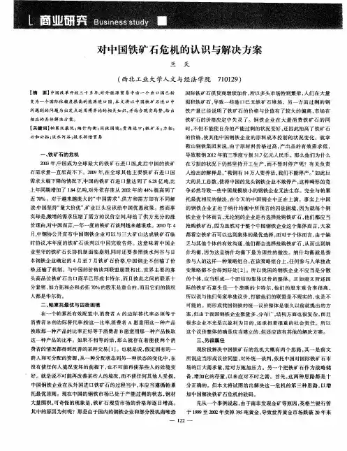 对中国铁矿石危机的认识与解决方案