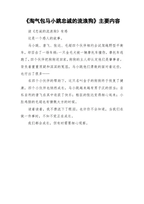 《淘气包马小跳忠诚的流浪狗》主要内容_作文