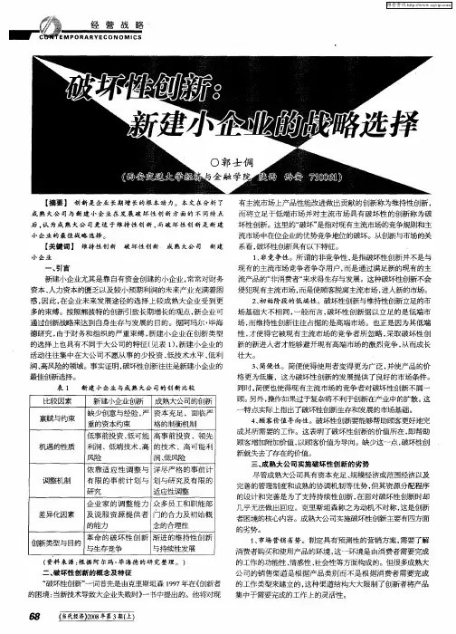 破坏性创新：新建小企业的战略选择