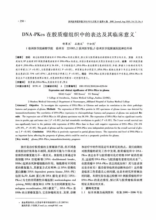 DNA-PKcs在胶质瘤组织中的表达及其临床意义
