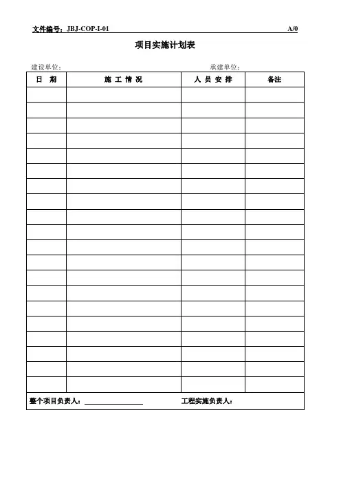 施工维护-方案实施计划表